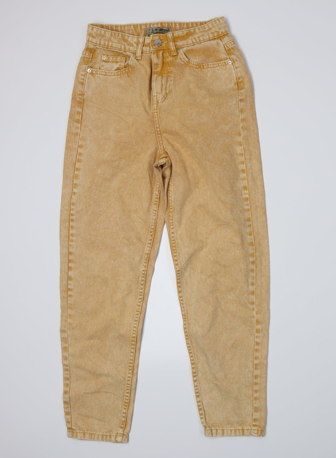 Primark Womens Yellow  Denim Boyfriend Jeans Size 4 L26 in