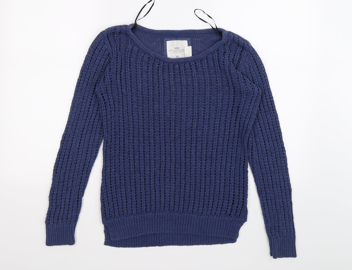 H&M Mens Blue  Crochet Pullover Jumper Size XS
