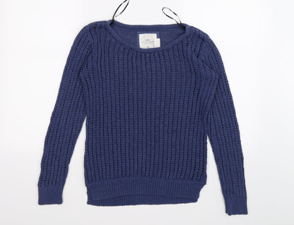 H&M Mens Blue  Crochet Pullover Jumper Size XS