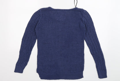H&M Mens Blue  Crochet Pullover Jumper Size XS