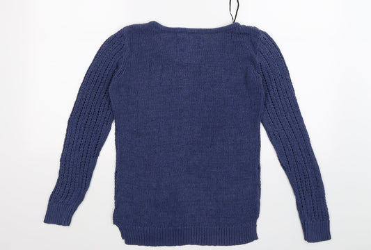 H&M Mens Blue  Crochet Pullover Jumper Size XS