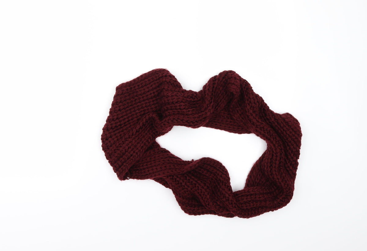 Front view of Peacocks unisex red scarf - cowl