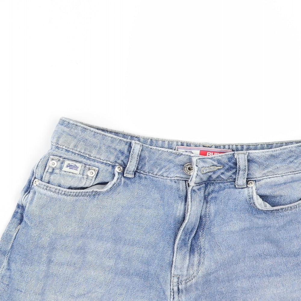 Super Dry Mens Blue  Denim Chino Shorts Size 26 - Customised Cropped