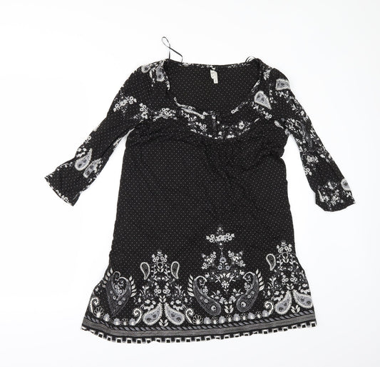 NEXT Womens Black Floral  T-Shirt Dress  Size 8