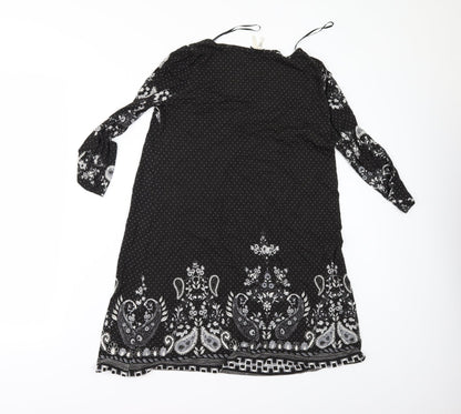 NEXT Womens Black Floral  T-Shirt Dress  Size 8