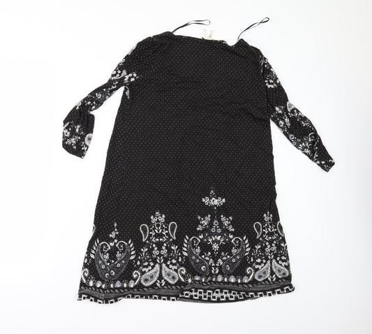 NEXT Womens Black Floral  T-Shirt Dress  Size 8