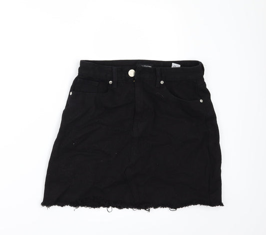 PRETTYLITTLETHING Womens Black  Denim Mini Skirt Size 8