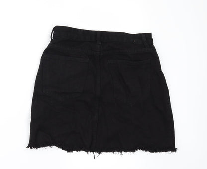 PRETTYLITTLETHING Womens Black  Denim Mini Skirt Size 8