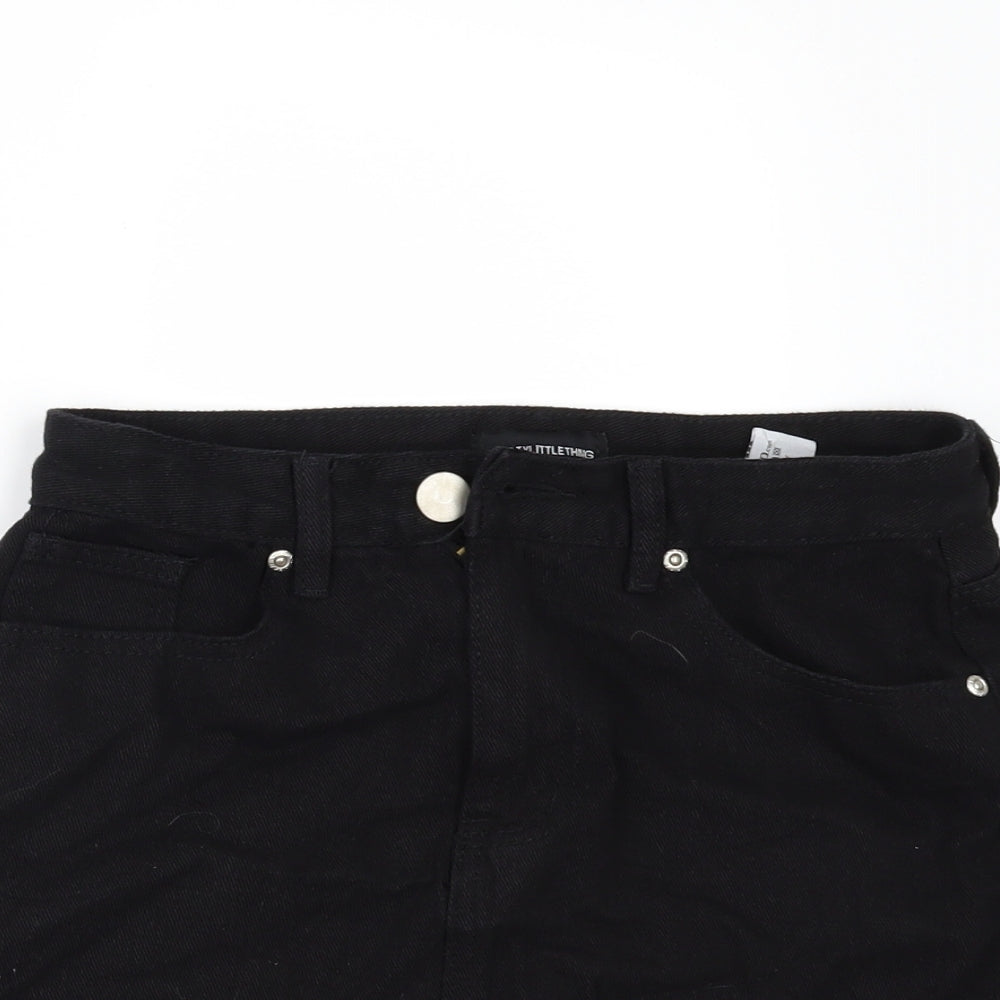 PRETTYLITTLETHING Womens Black  Denim Mini Skirt Size 8