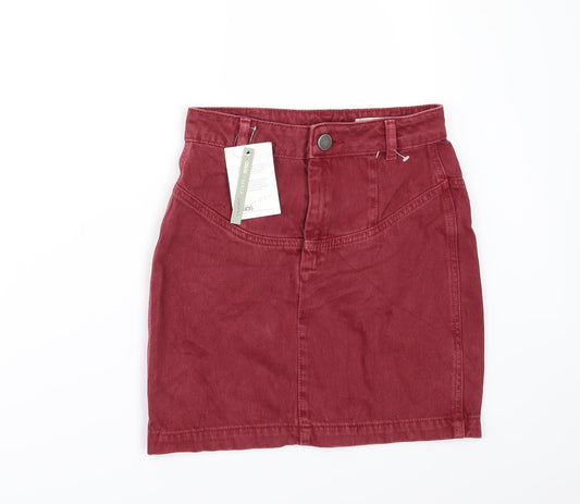 ASOS Womens Red  Denim Mini Skirt Size 6
