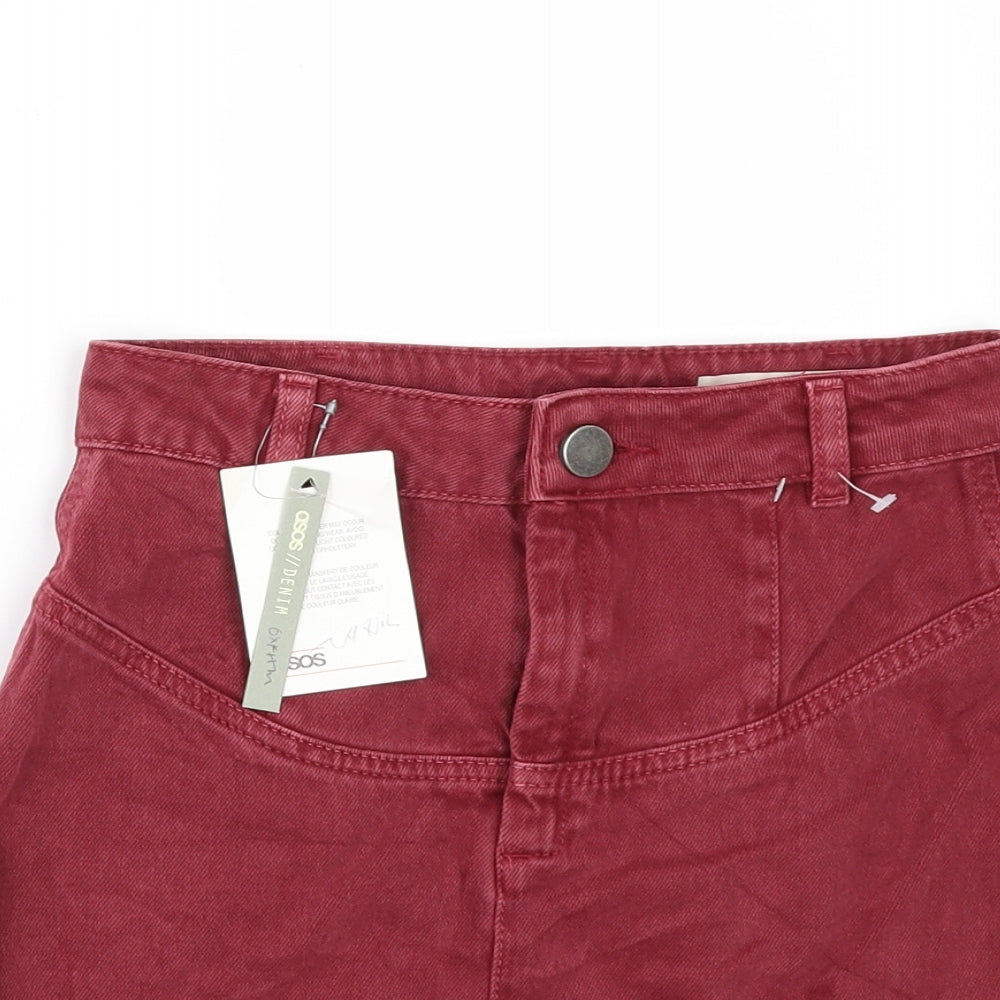 ASOS Womens Red  Denim Mini Skirt Size 6