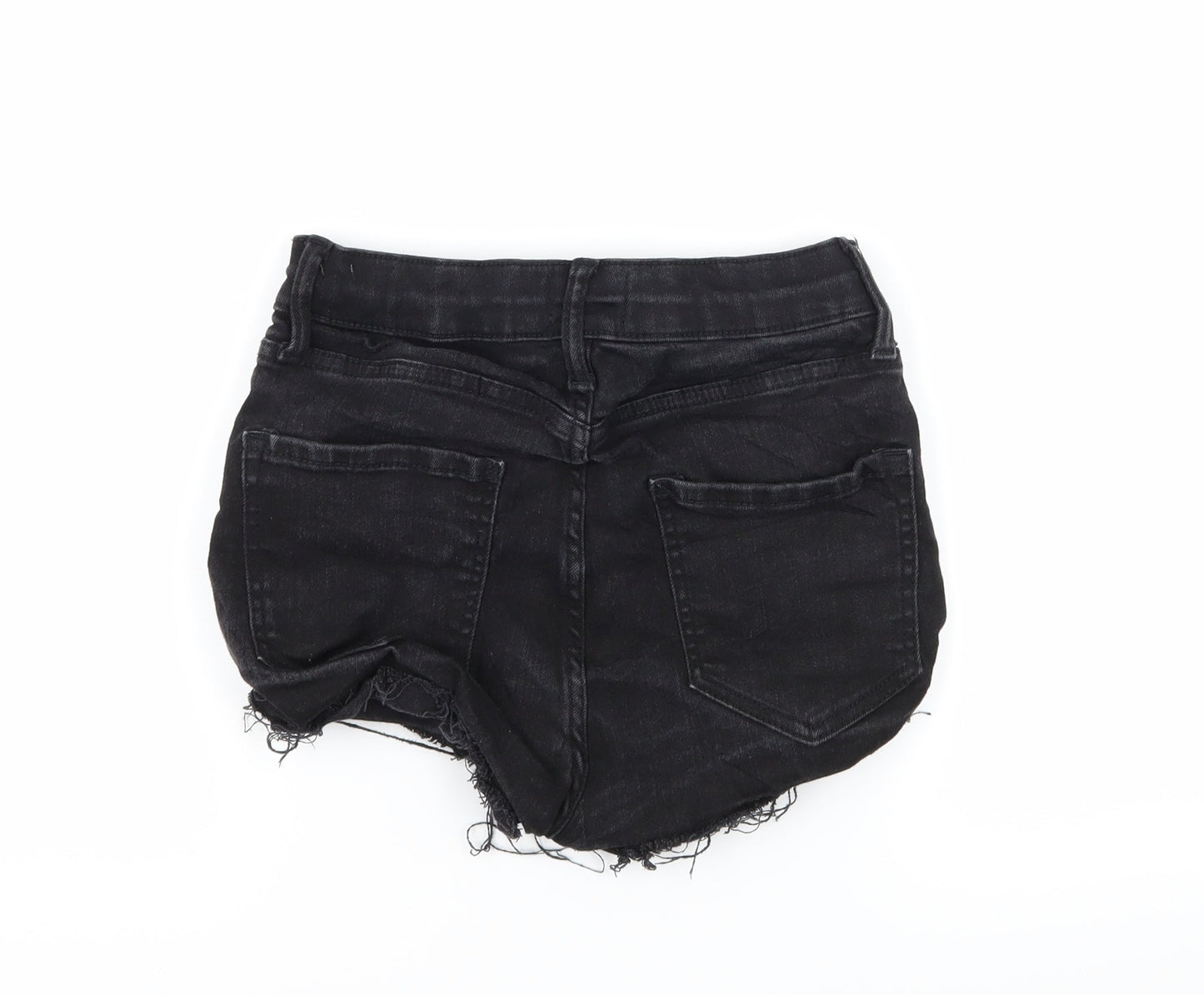 River Island Womens Black  Denim Hot Pants Shorts Size 6 - Distressed