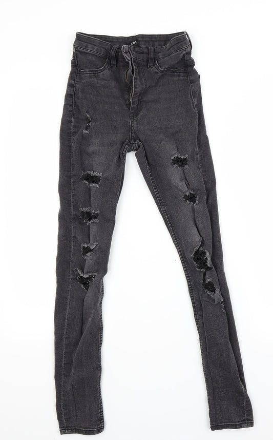 Womens UK Size 4 H&M Regular Fit Skinny Black Jeans