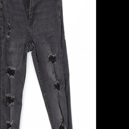 Womens UK Size 4 H&M Regular Fit Skinny Black Jeans