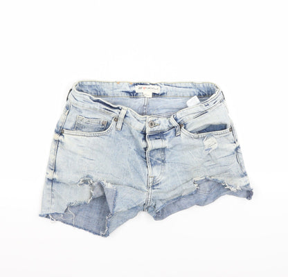 H&M Womens Blue  Denim Cut-Off Shorts Size 32