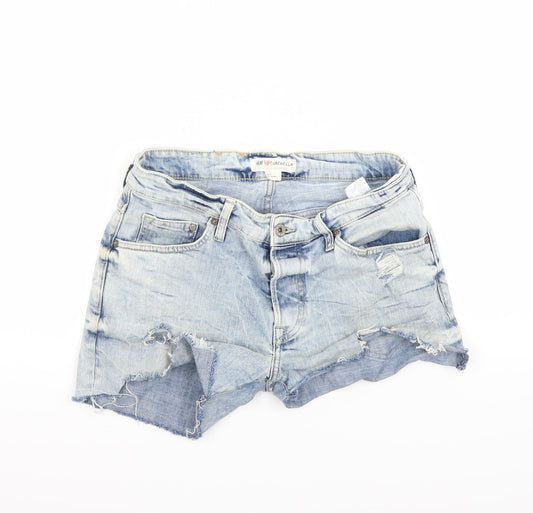 H&M Womens Blue  Denim Cut-Off Shorts Size 32