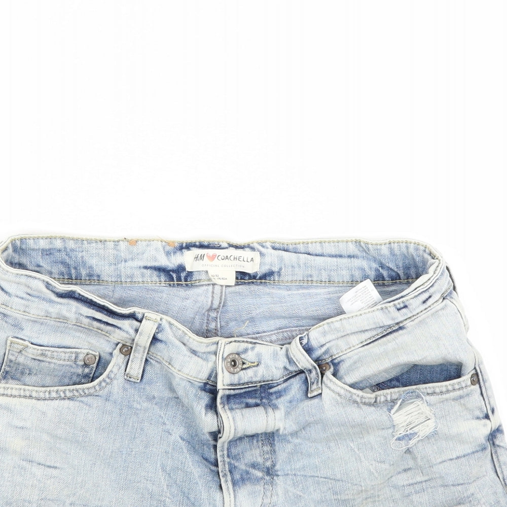 H&M Womens Blue  Denim Cut-Off Shorts Size 32