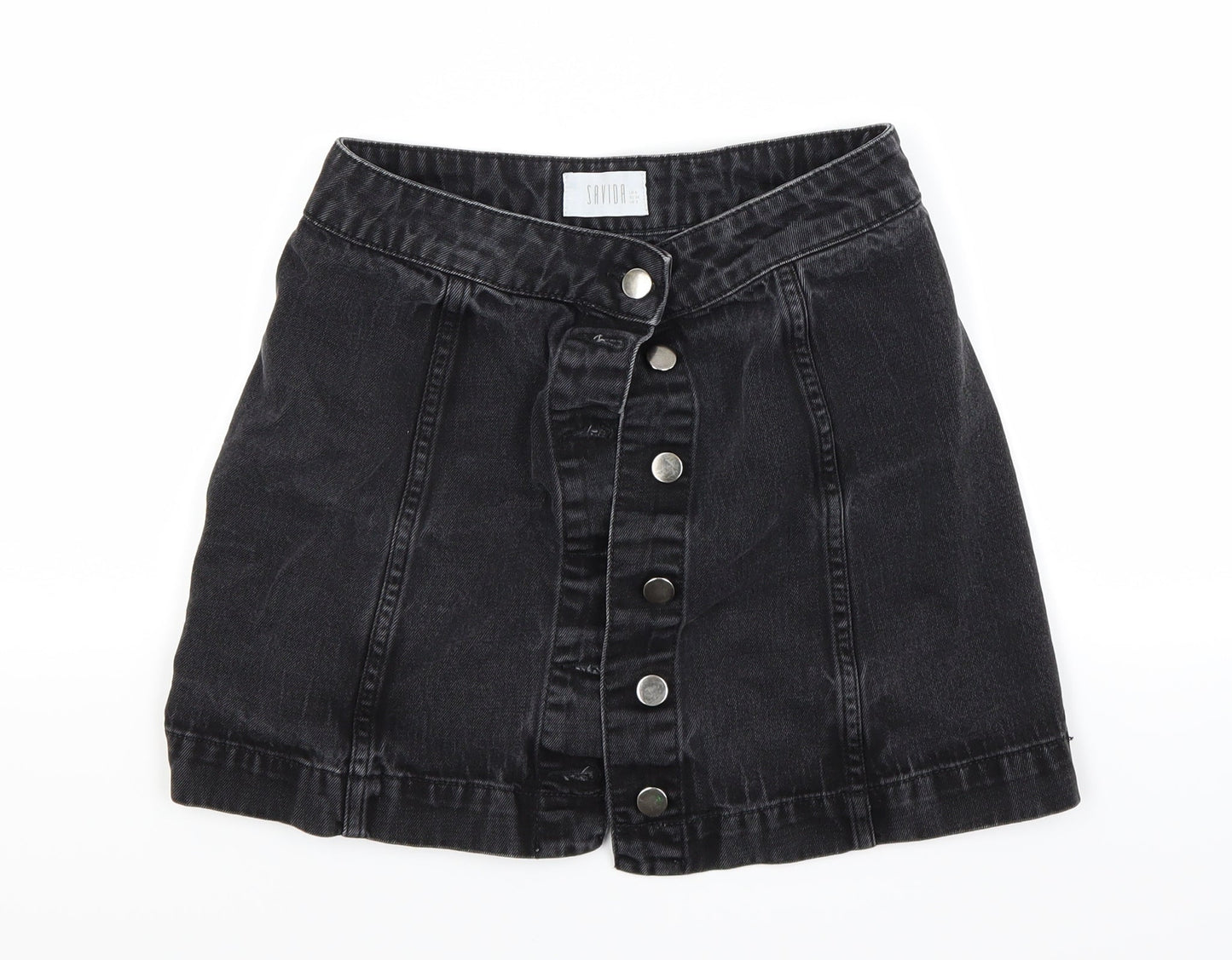 Savida Womens Black  Denim Mini Skirt Size 6