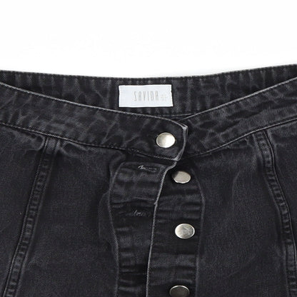 Savida Womens Black  Denim Mini Skirt Size 6