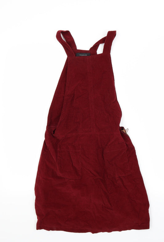 Primark Womens Red  Corduroy Pinafore/Dungaree Dress  Size 6