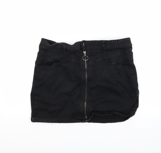 FOREVER 21 Womens Black  Denim Mini Skirt Size 10