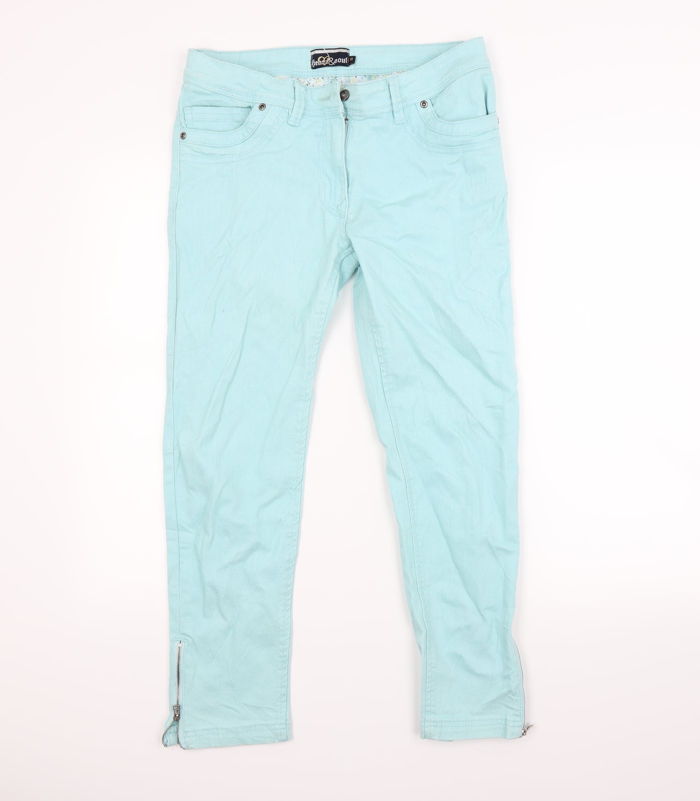 Heart & soul Womens Green  Denim Skinny Jeans Size 10 L27 in