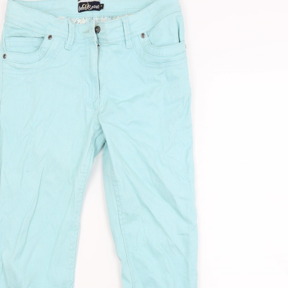 Heart & soul Womens Green  Denim Skinny Jeans Size 10 L27 in