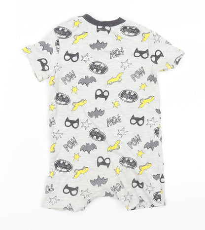 Tesco Boys Grey Geometric  Babydoll Bodysuit Size 6-9 Months  - Batman