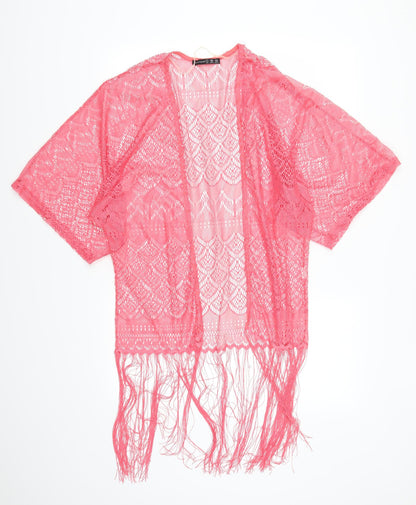 Atmosphere Womens Pink Geometric Lace Cardigan Jumper Size 8