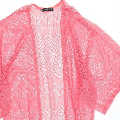 Atmosphere Womens Pink Geometric Lace Cardigan Jumper Size 8