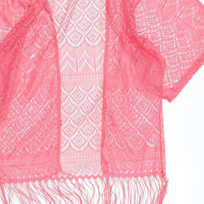 Atmosphere Womens Pink Geometric Lace Cardigan Jumper Size 8