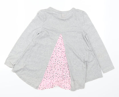 F&F Girls Grey   Basic T-Shirt Size 6-7 Years  - Hot Air Balloon