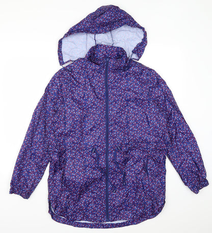 Dunnes Womens Blue Floral  Rain Coat Coat Size M