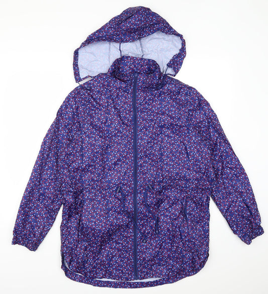 Dunnes Womens Blue Floral  Rain Coat Coat Size M