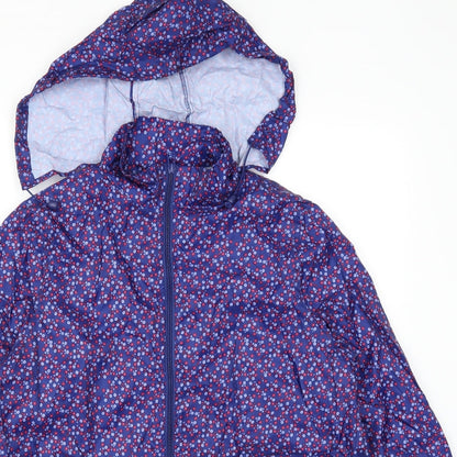 Dunnes Womens Blue Floral  Rain Coat Coat Size M