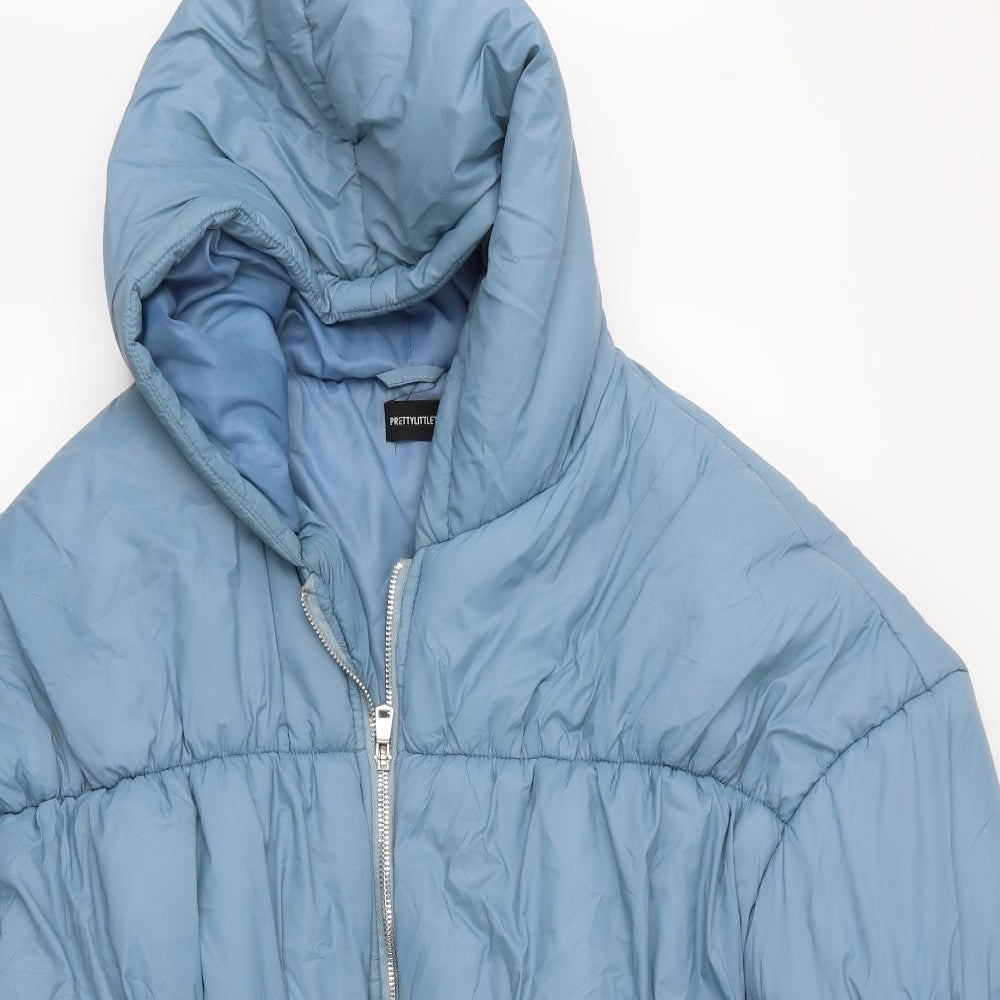 Womens UK Size 12 PRETTYLITTLETHING Blue Anorak Coat