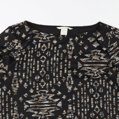 H&M Womens Black Geometric  Basic Blouse Size S