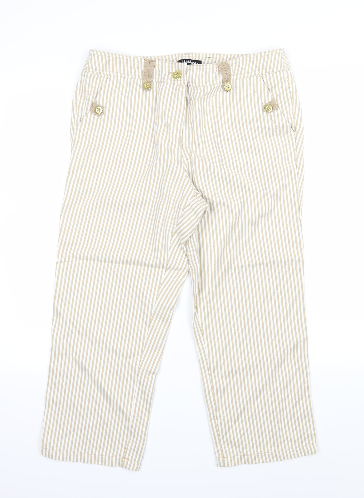 Kaleidoscope Womens Brown Striped Denim Cropped Jeans Size 12 L22 in