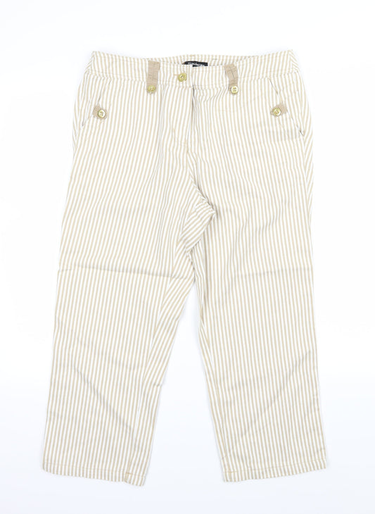 Kaleidoscope Womens Brown Striped Denim Cropped Jeans Size 12 L22 in