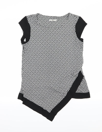 TU Womens Black Geometric Jersey Basic Blouse Size 10