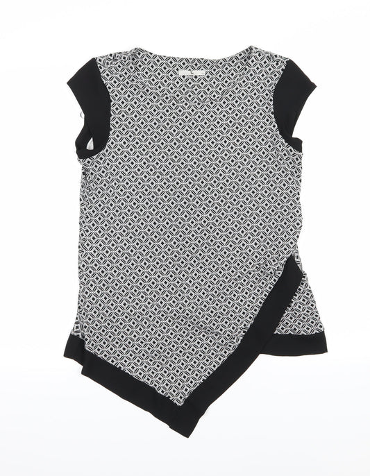 TU Womens Black Geometric Jersey Basic Blouse Size 10