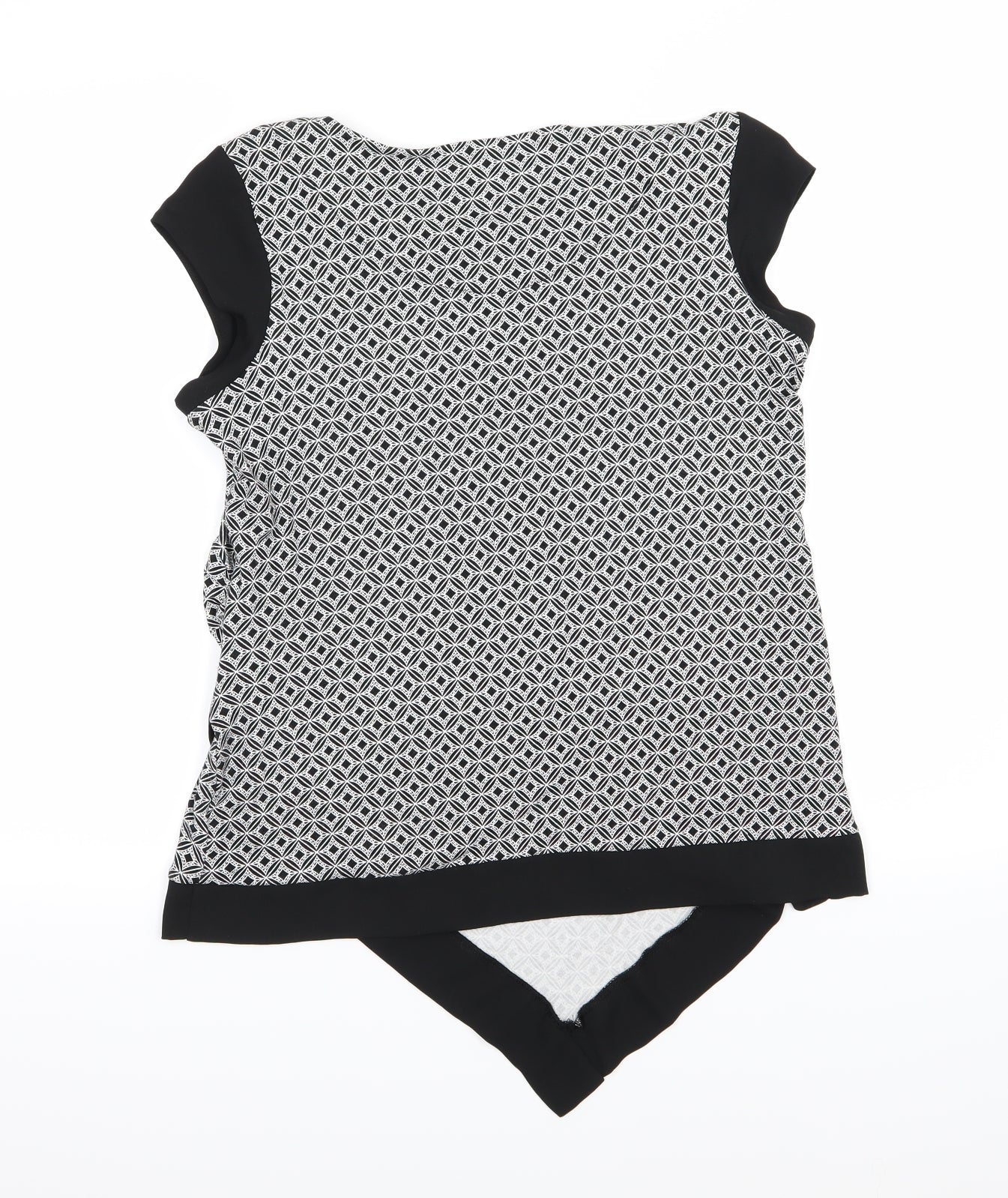 TU Womens Black Geometric Jersey Basic Blouse Size 10