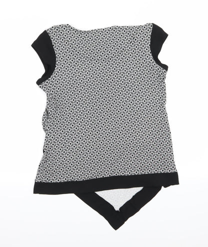 TU Womens Black Geometric Jersey Basic Blouse Size 10