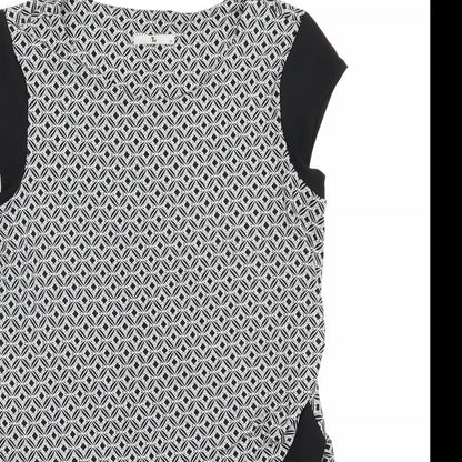 TU Womens Black Geometric Jersey Basic Blouse Size 10