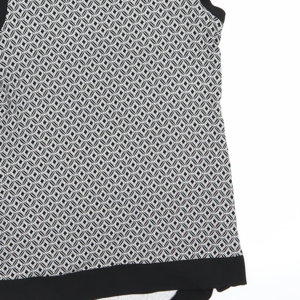 TU Womens Black Geometric Jersey Basic Blouse Size 10