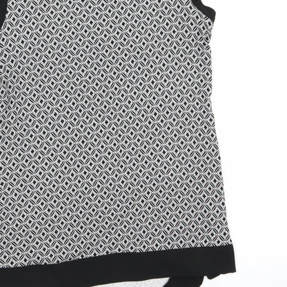 TU Womens Black Geometric Jersey Basic Blouse Size 10