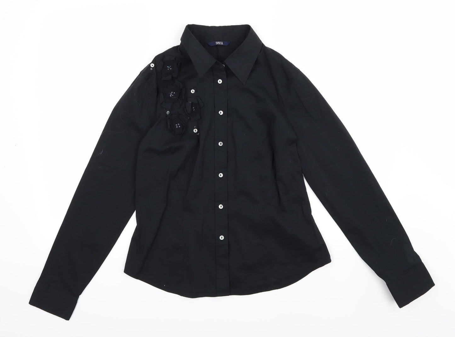 Womens UK Size 12 Marks and Spencer Black Basic Button-Up