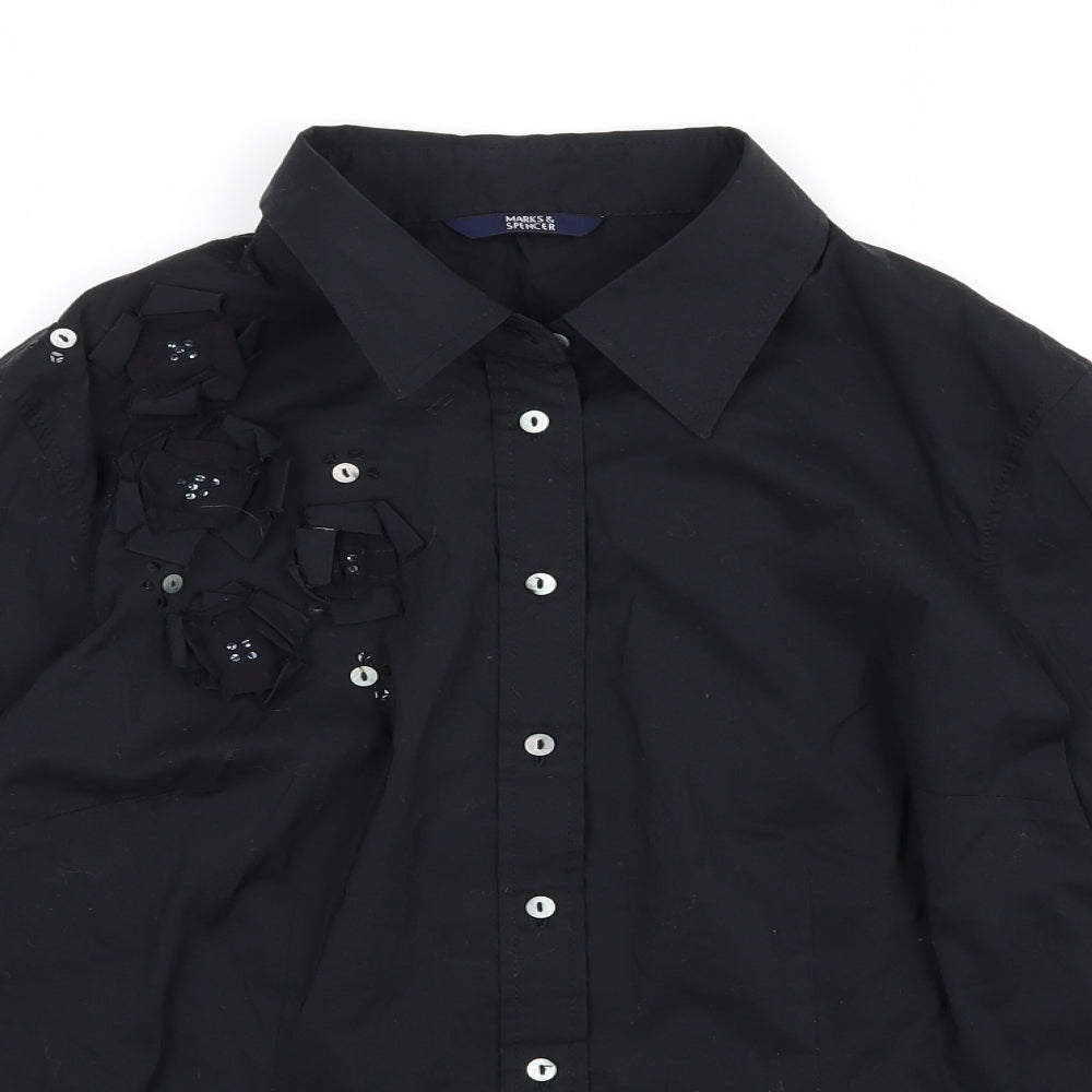 Womens UK Size 12 Marks and Spencer Black Basic Button-Up