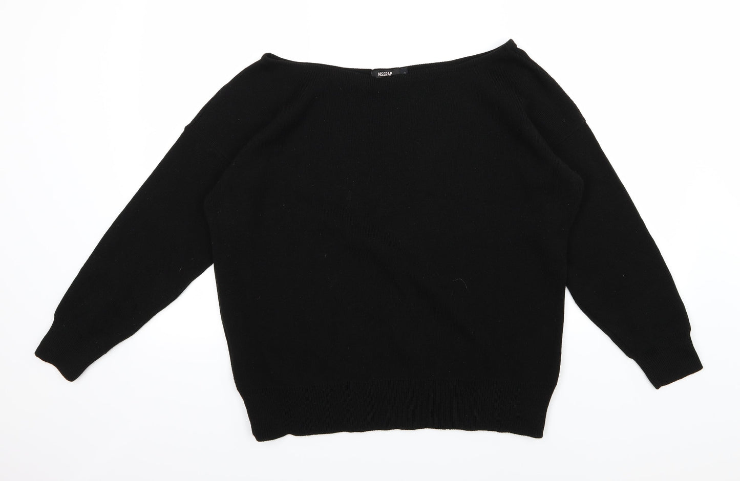 Misspap Womens Black  Knit Pullover Jumper Size L