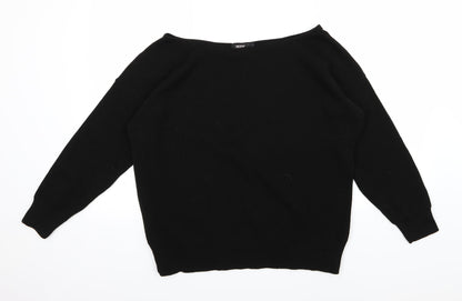 Misspap Womens Black  Knit Pullover Jumper Size L
